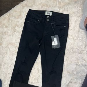 NWT Paige skinny distressed black transcend jeans